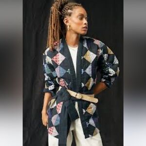 Anthropologie Patchwork Kimono Jacket - Blue and Multicolor